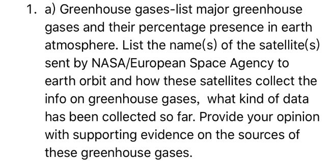 1 A Greenhouse Gases List Major Greenhouse Gases Chegg Com