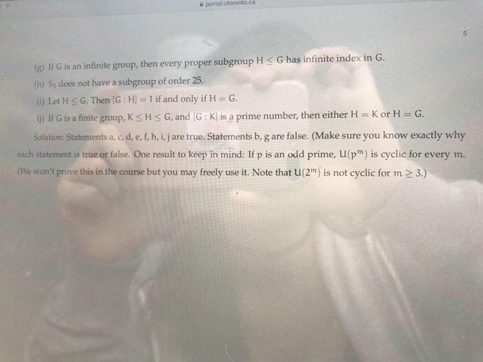 Solved If G Is An Infinite Group Then Every Proper Subgr Chegg Com