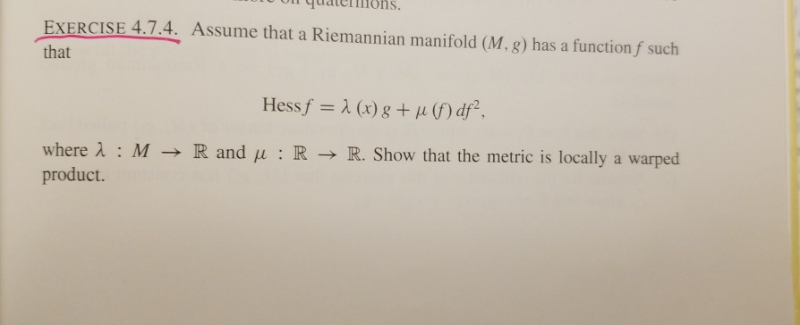 Solved Tuateions Exercise 4 7 4 Assume That A Riemannia Chegg Com