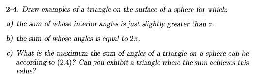 Solved 2 4 Draw Examples Of A Triangle On The Surface Of