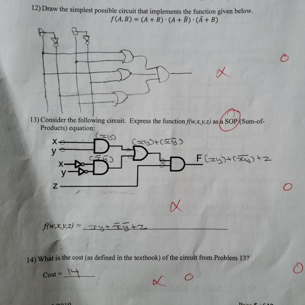 Solved 12 Draw The Simplest Possible Circuit That Implem Chegg Com