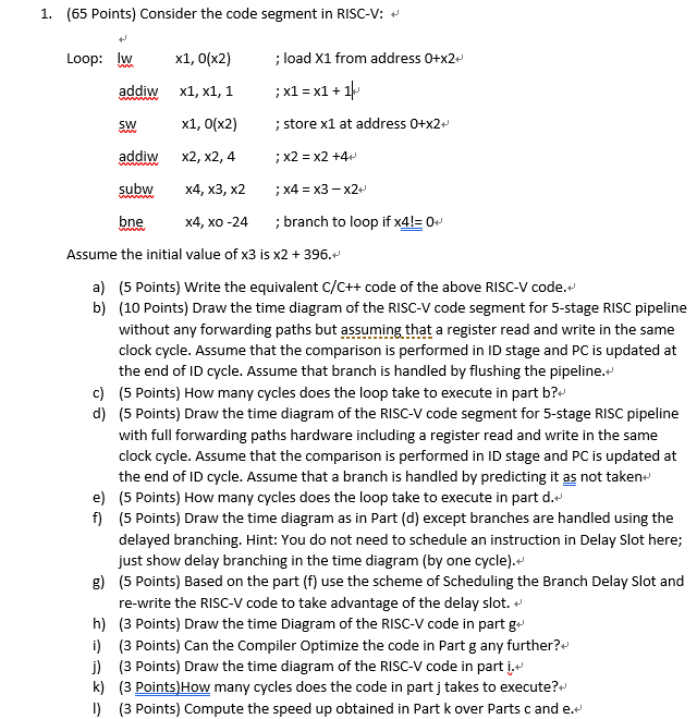 1 65 Points Consider The Code Segment In Risc V Chegg Com