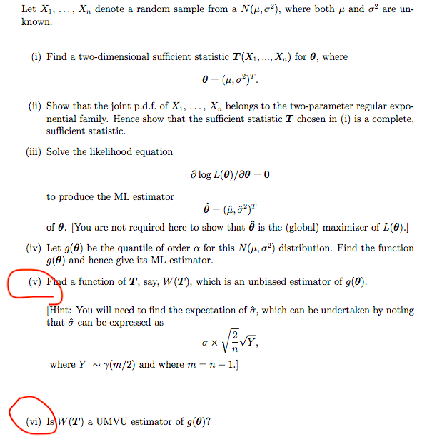 Solved Xn Denote A Random Sample From A N M S2 Where Chegg Com