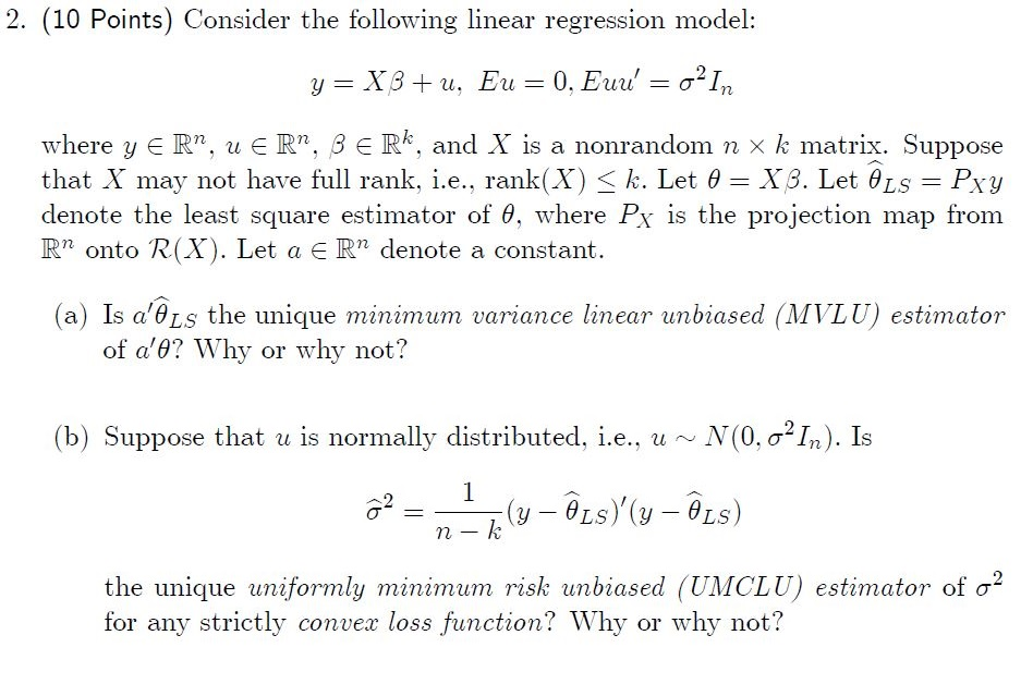 2 10 Points Consider The Following Linear Chegg Com