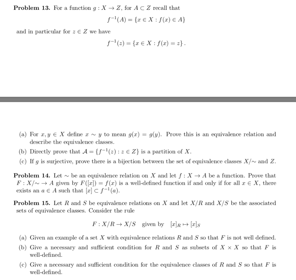 Solved Problem 13 For A Function G X Z For A C Z Re Chegg Com