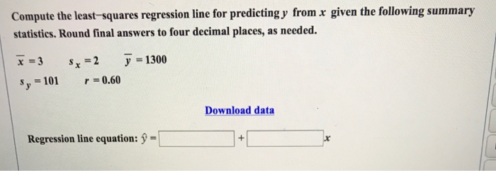 Solved: Compute The Least-squares Regression Line For Pred ...