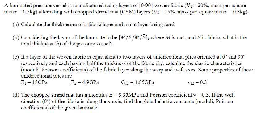 The Composite Is An E Glass Epoxy The Assumed Den Chegg Com