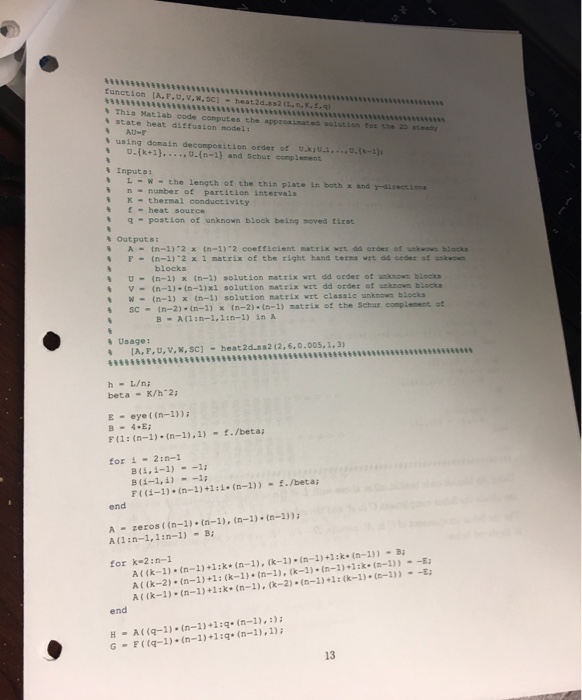 Solved Function A F U V W Sc Heat2d S2 This Matlab Chegg Com