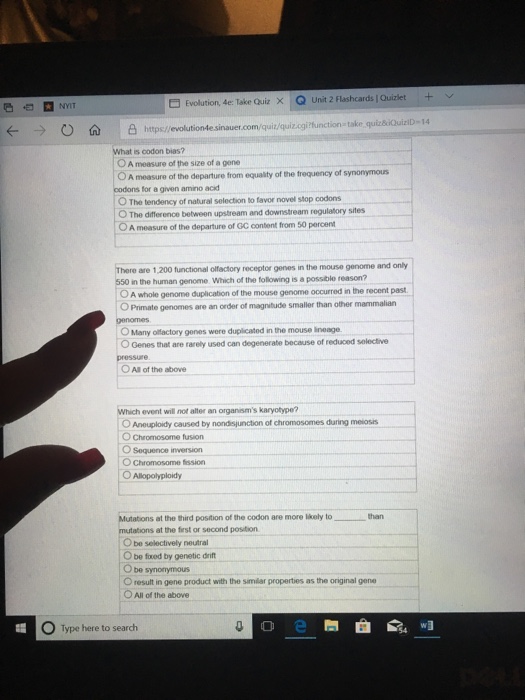 Quizlet Evolution 4e Take Quiz Q Unit 2 Chegg Com