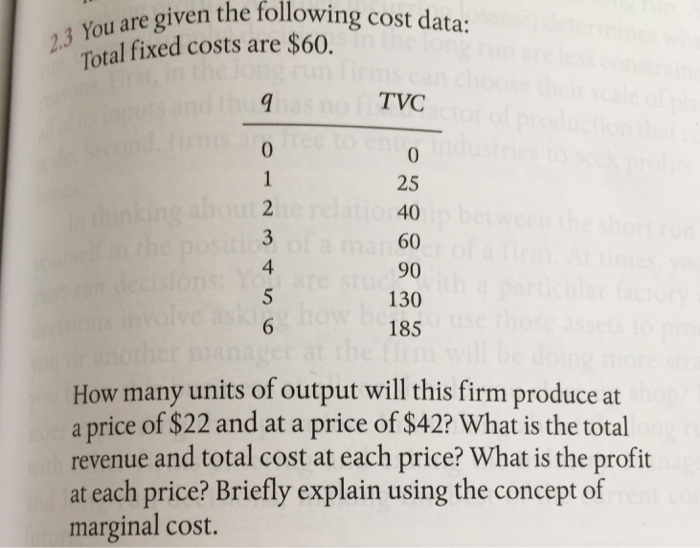 You are given the following cost data Total fixed