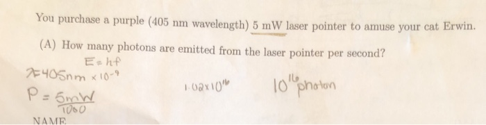 Solved The average power emitted by a laser pointer is 2 mW