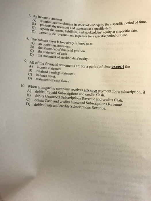 Solved 1. A Basic Assumption Of Accounting That Requires