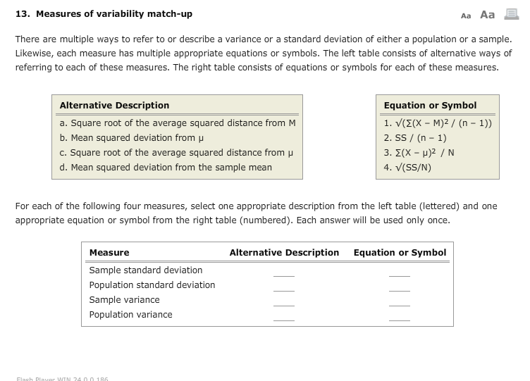 13 Measures Of Variability Match Up There Are Chegg Com