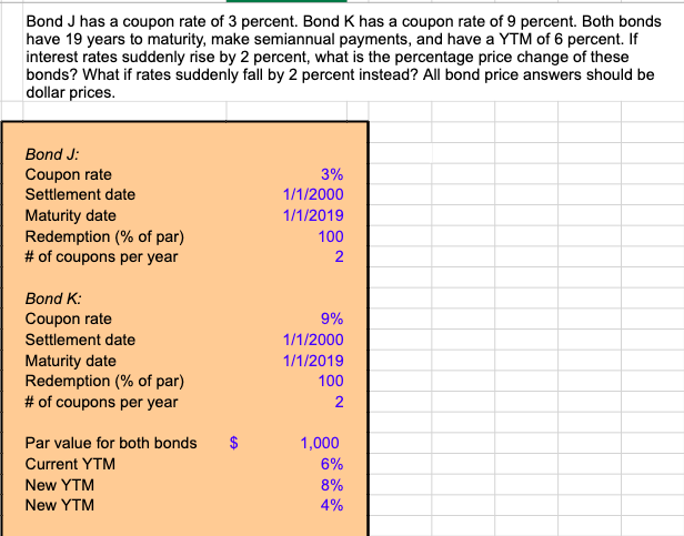 Bond J Has A Coupon Rate Of 3 Percent Bond K Has A Chegg 