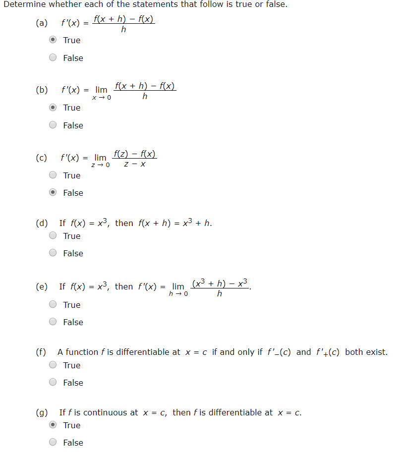 Solved Limits True Or False Questions Please Answer All P Chegg Com