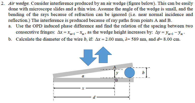 Solved Air wedge. Consider interference produced by an air