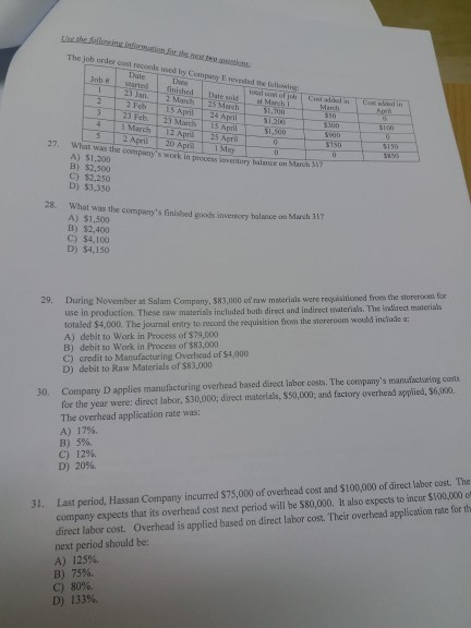 cturing company hias the following ol Sales WIP inventory finished goods inventory11800 cost of goods sold actual factory overhend 300,000 factory overhead applied 160000 354 000 132000 of s 250000 These balances are not ndjusted for the wsoied or serageplicd fauer the proration method to disposes the year-evel facory overlead the year after disposing the year-end overhead belae A) $64,000 B) $84,000 C) $124,000 D) $104,000 yte e 33. Company G developed the following data for the cument year Beginning work in process inventory Direct materials used Manufacturing Overhead applied Cost of goods manufactured Direct labor cost 

<div class=