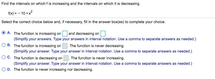 Solved Find The Intervals On Which F Is Increasing And The | Chegg.com Solved Find The Intervals On Which F Is Increasing And The | Chegg.com