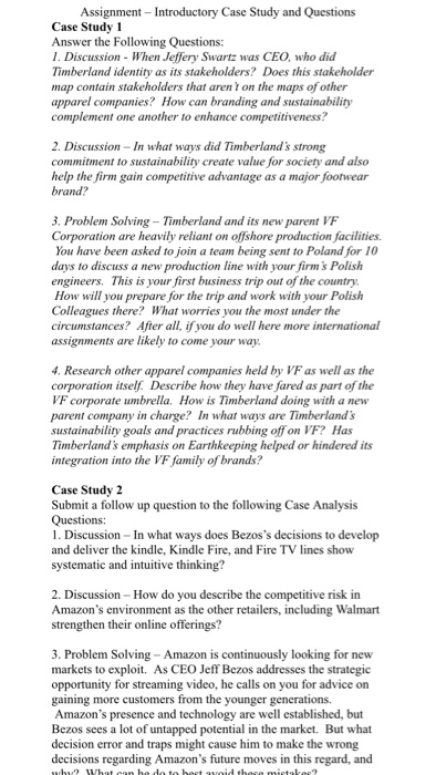 Timberland case study answers image