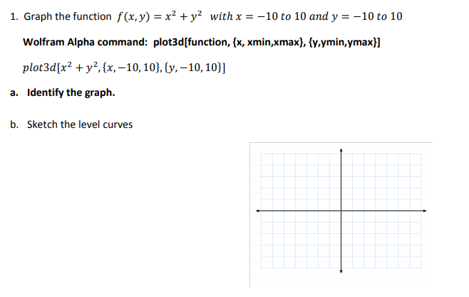 Solved 1 Graph The Function Fxy X2 Y2 Withx 10 To 1