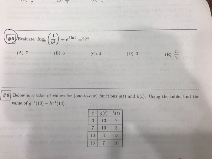 Solved Evaluate Log B 1 B 2 E 3 Ln 2 A 7 B Chegg Com