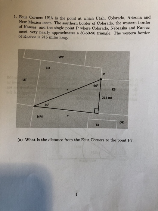 Solved 1 Four Corners Usa Is The Point At Which Utah Co Chegg Com