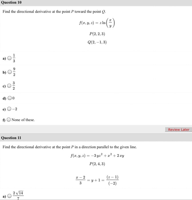 Solved Find The Directional Derivative At The Point P Tow