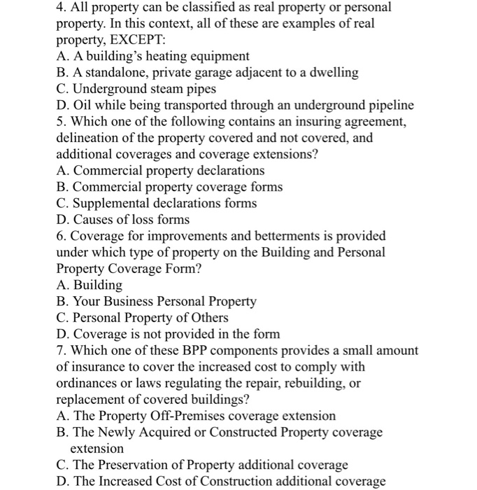 Solved 4. All property can be classified as real property or 