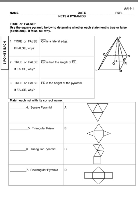 A 14 1 Name At Per S Pyramids True Or False Chegg 