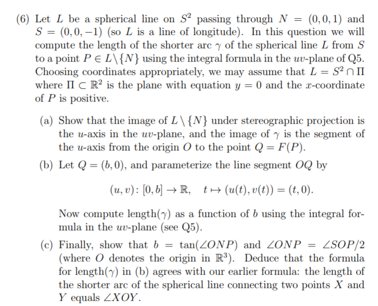 6 Let L Be A Spherical Line On S2 Passing Through N Chegg Com