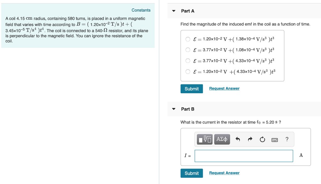 Solved A Coil 4 15 Cm Radius Containing 580 Turns Is Chegg Com