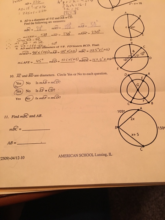 Solved 2 7 2 I6 1 X X 16 And Ab Cd S Ad Is A Diameter Chegg Com