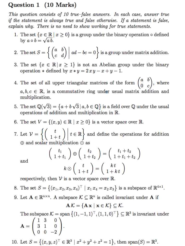 Solved Question 1 10 Marks This Question Consists Of 10 Chegg Com