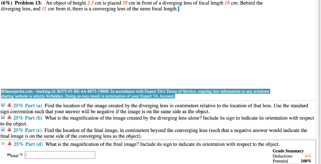 Solved T 6 Problem 13 An Object Of Height 2 5 Cm Is P Question T 6 Problem 13 An Object Of Height 2 5 Cm Is Placed 29 In Front A Diverging Lens Foc