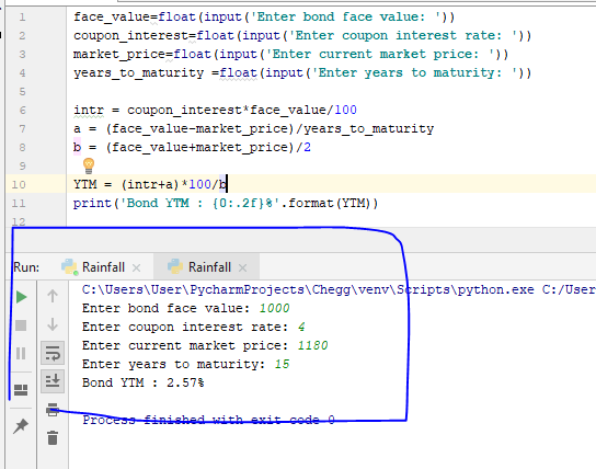 Solved Write Python Program Question One Measure Bond S Performance Yield Maturity Ytm Ytm Value Q