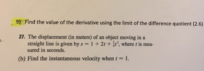 Solved Find The Value Of The Derivative Using The Limit O