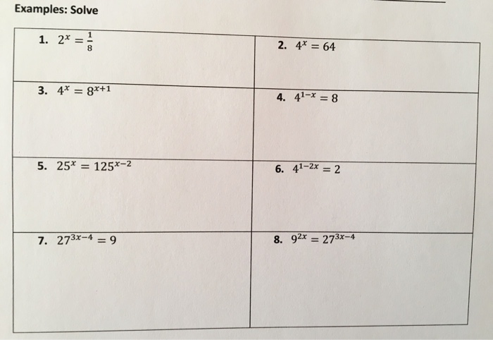 Solved Solve 2 X 1 8 4 X 64 4 X 8 X 1 4 1 X 8 Chegg Com