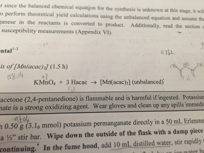 synthesis of mn acac 3 balanced equation