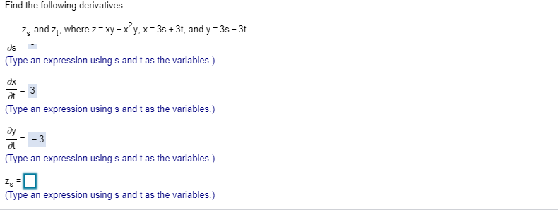 Solved Find The Following Derivatives Z And Zt Where Z Chegg Com