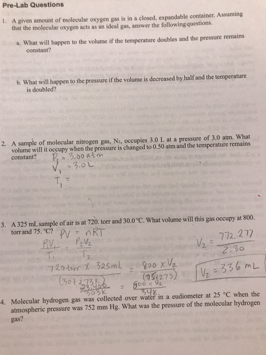 Solved Experiment 10 The Ideal Gas Law Constant R Post Chegg Com