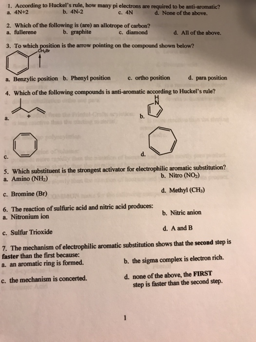 Solved 1 According To Huckel S Rule How Many Pi Electro Chegg Com
