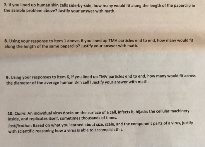 Solved 7 If You Lined Up Human Skin Cells Side By Side Chegg Com