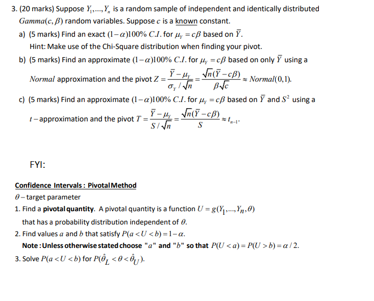 Solved 3 Marks Suppose Y Y Is A Random Sample Of Chegg Com