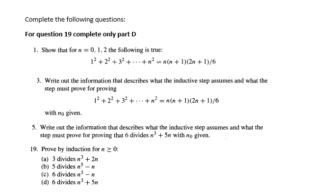 Solved Complete The Following Questions For Question 19 Chegg Com