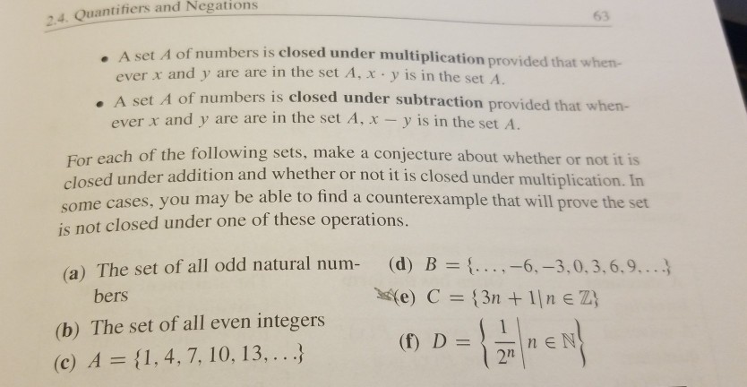 Solved , 4 Quantifiers And Negations 63 . A Set A Of Numbers | Chegg.com