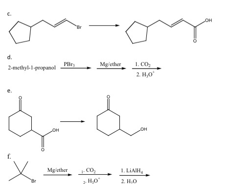 Solved C 0 D Pbr3 Mg Ether 1 Co2 2 Methyl Propanol Chegg Com