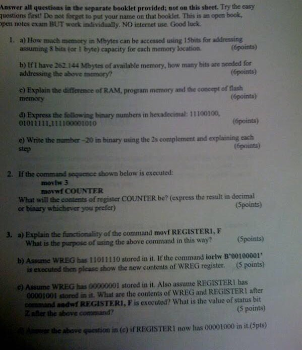 Answer all questioas in the separate booklet provided; not on this sheet. Try the easy uestions first! Do not forget to put y