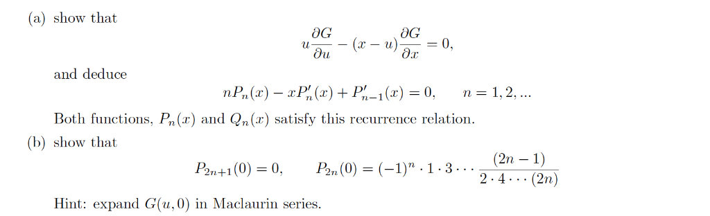 Solved 4 Using The Generating Function Of The Legendre Chegg Com