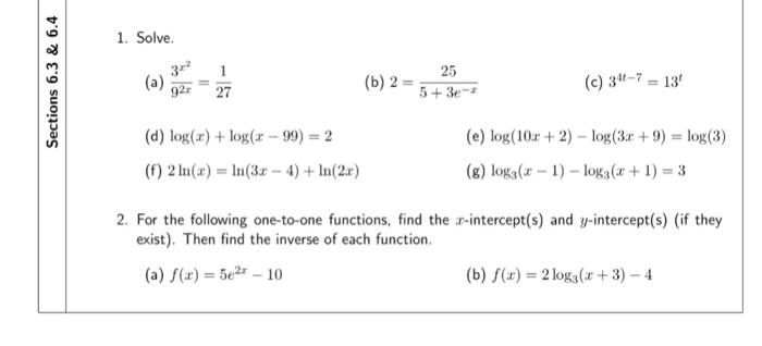 Solved Solve 3x 2 9 2x 1 27 2 25 5 3e X 3 4t 7 Chegg Com