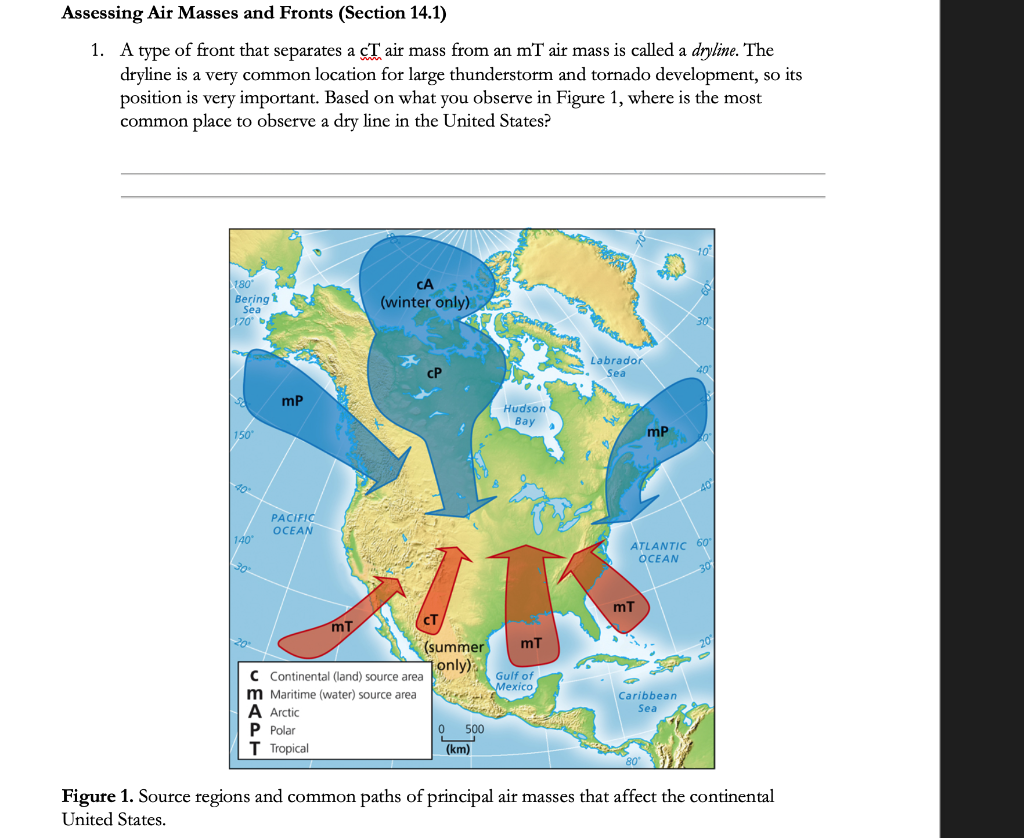 Solved Assessing Air Masses And Fronts Section 14 1 1 Chegg Com